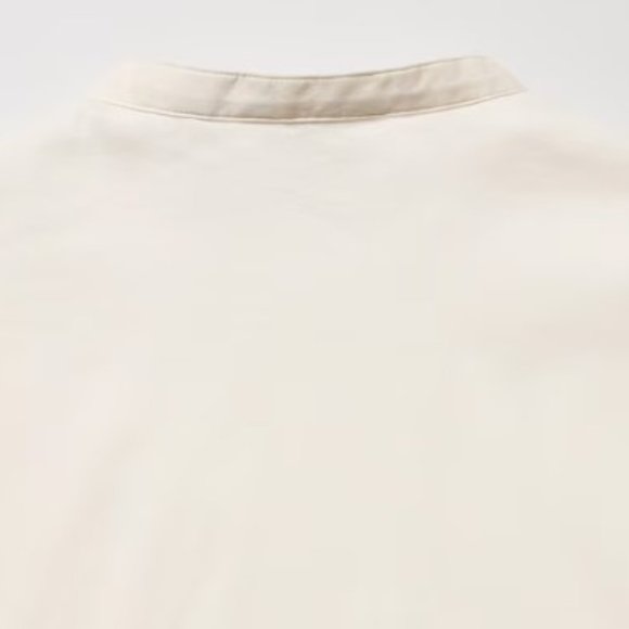 🔴Uniqlo U Sheer Band Collar Long Sleeve Ivory Yellow Button Shirt - SZ X - Picture 5 of 8